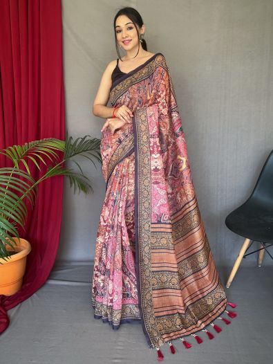 Fancified Multi-Color Digital Printed Cotton Function Wear Saree With Blouse