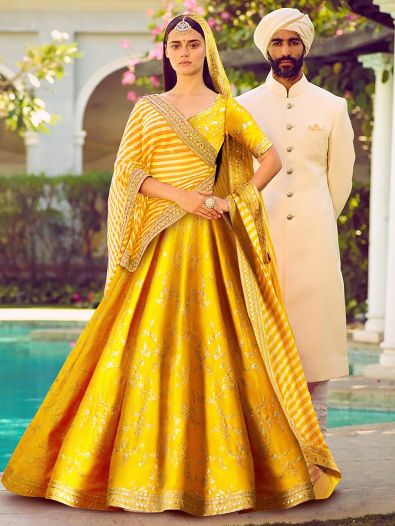 Marvelous Yellow Color Bridalwear Embroidered Lehenga Choli