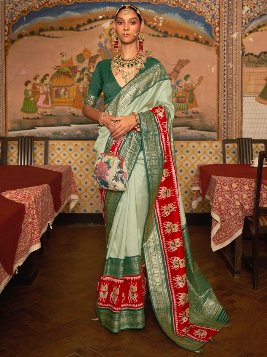 Agreeable Green Patola Silk Festival Wear Saree With Blouse