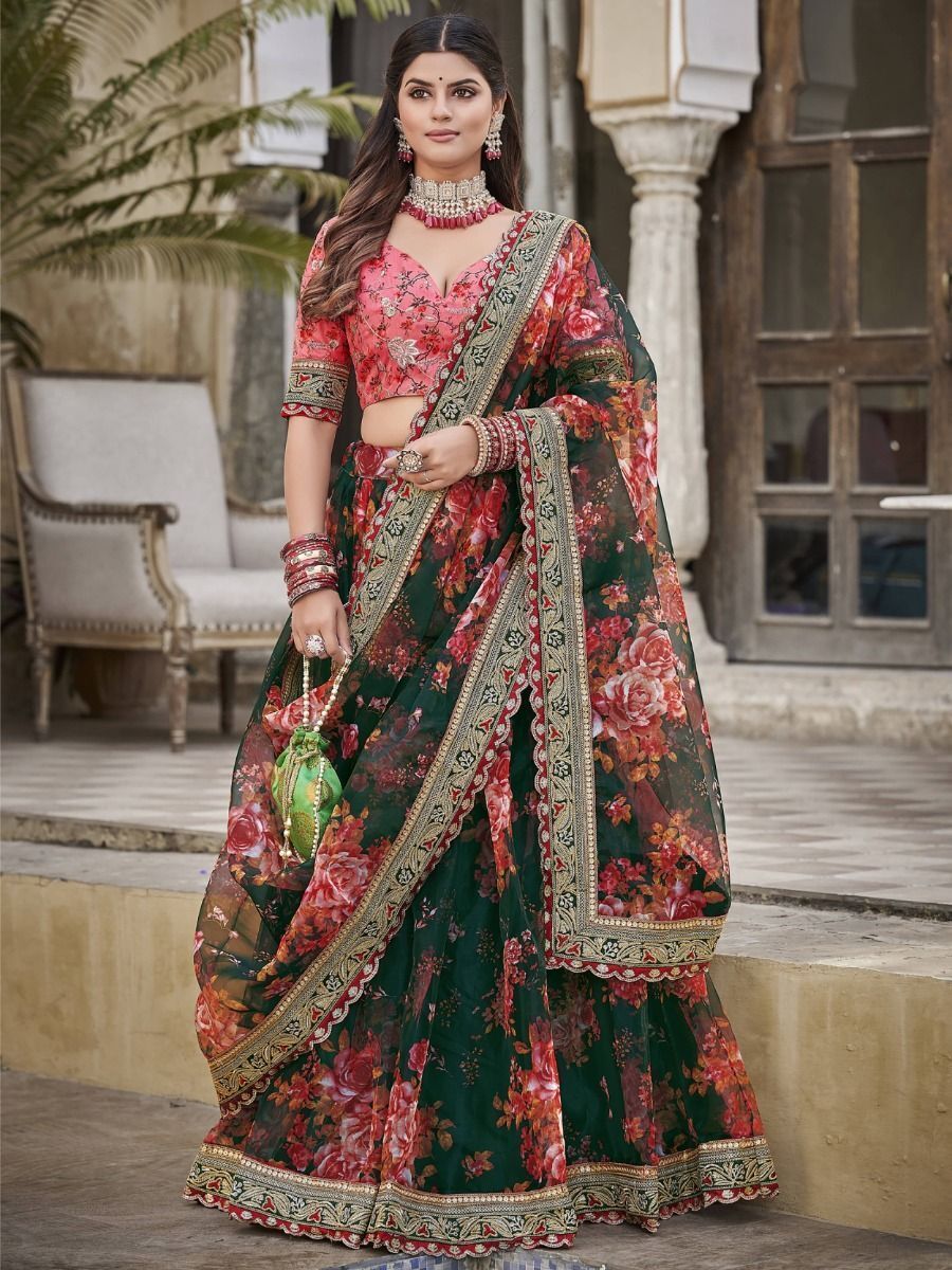 Rudra Semi Stitched Net Embroidered Work Bridal Lehenga Choli – Fashionous
