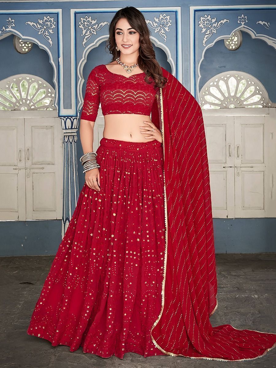 Buy Navy Blue and Red Patola Printed Wedding Silk Lehenga Choli