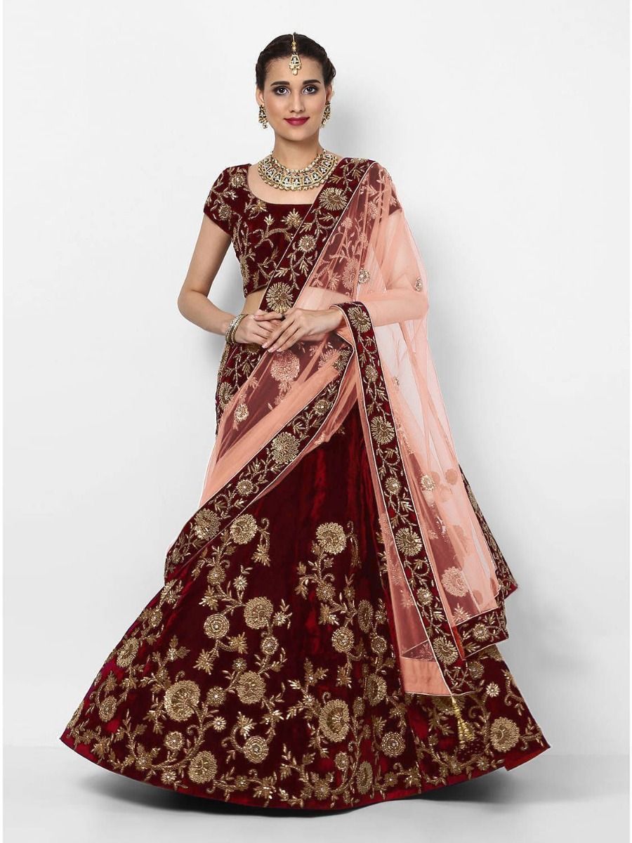 Buy FUSIONIC Maroon color lehenga choli with bandhani print dupatta. at  Amazon.in
