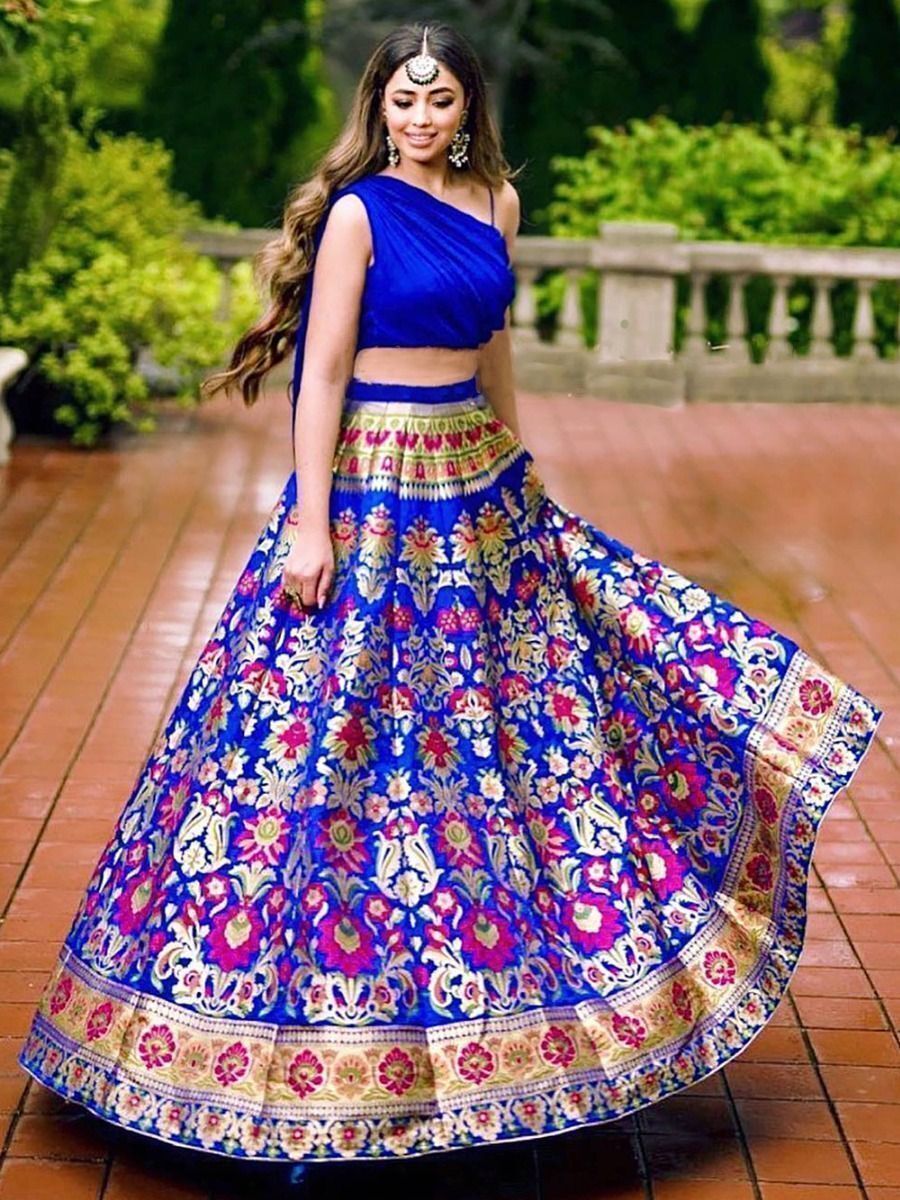 Designer Party Wear Banarasi Silk Lehenga Choli In Rani Color-nlmtdanang.com.vn