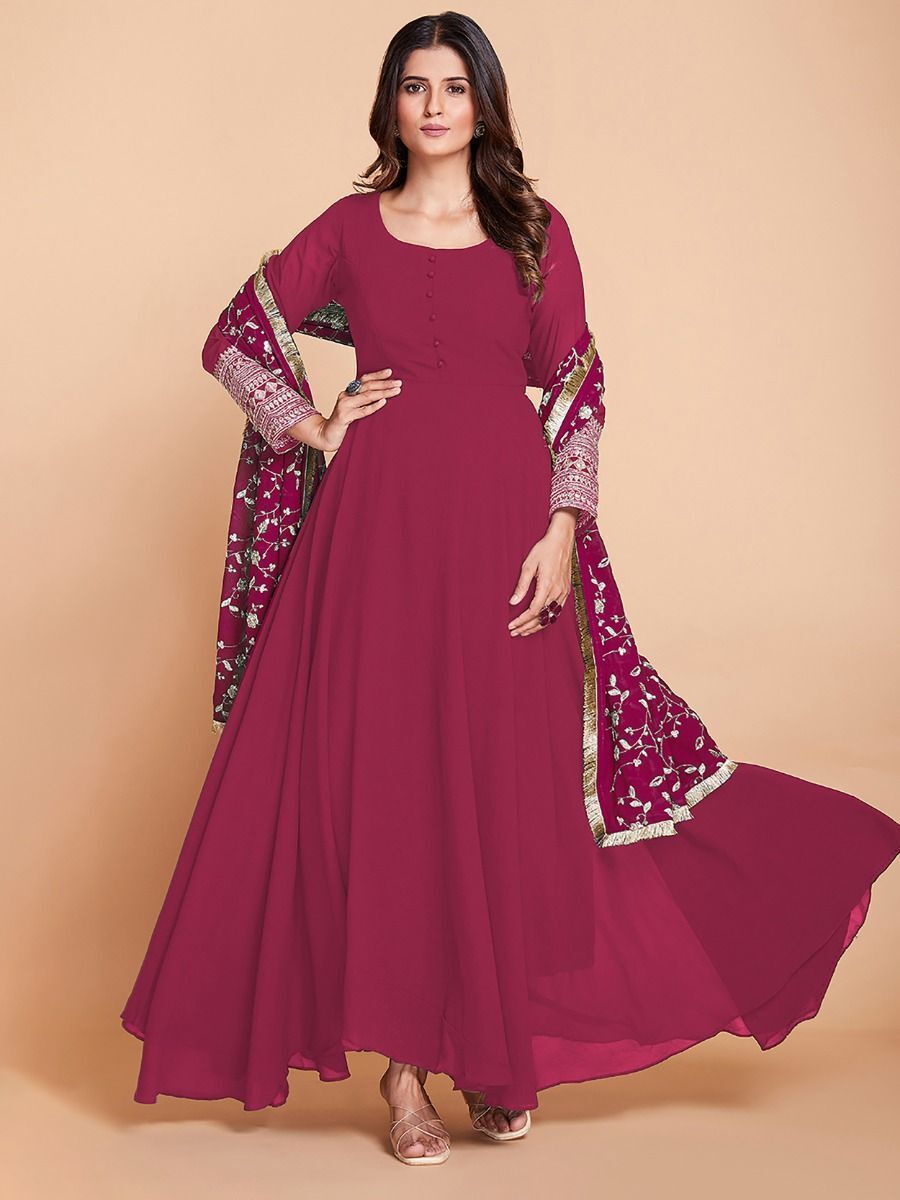 Wine Colour Liya Wedding Wear Wholesale Gown 1001 B - The Ethnic World
