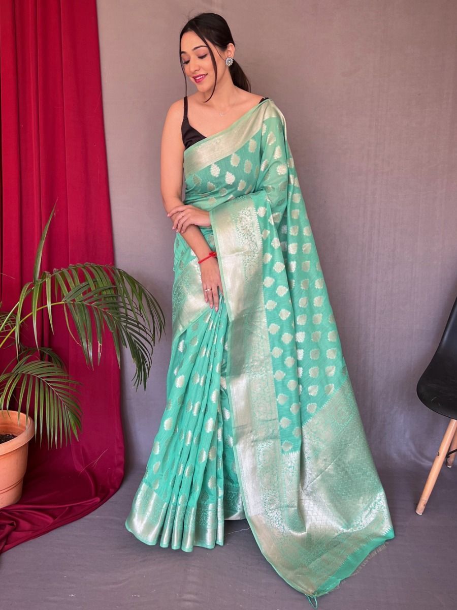 Rama Green Silver Zari Woven Pure Kanjeevaram Silk Handloom Saree – garment  villa