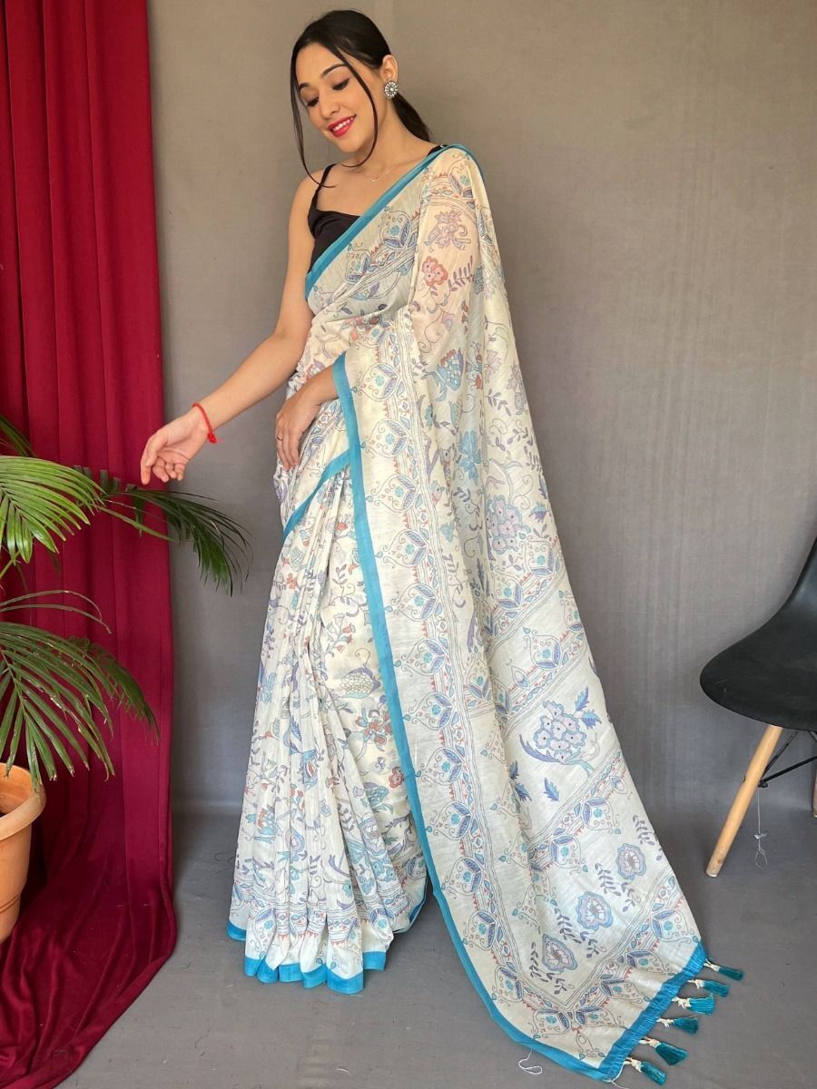 Dabu mull indigo sari | Cotton saree blouse designs, Indigo saree, Silk saree  blouse designs