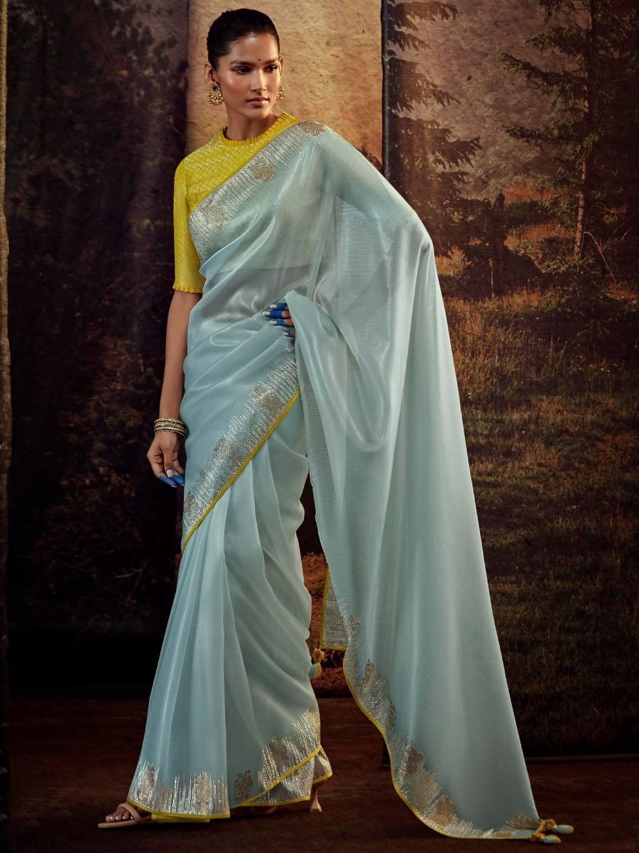 Georgette Sequins Designer Saree Sky Blue – TASARIKA - India's Most Loved  Sarees!