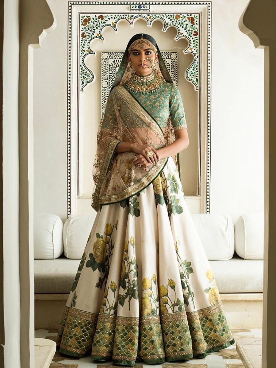 Buy White Floral Printed Designer Lehengas with Heavily ...