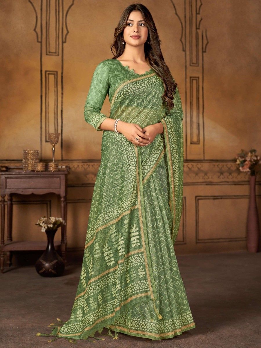 Handloom Cotton Silk saree- Sea Green Colour – Nivedita Fashions