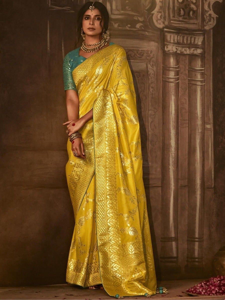 Yellow Pure Katan Silk Banarasi Handloom Saree – Himagauri Sarees-atpcosmetics.com.vn