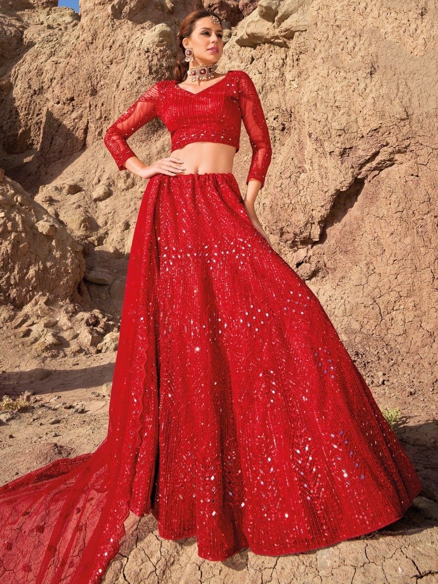 Beaded Red High Split Engagement Long Prom Gown - Promfy