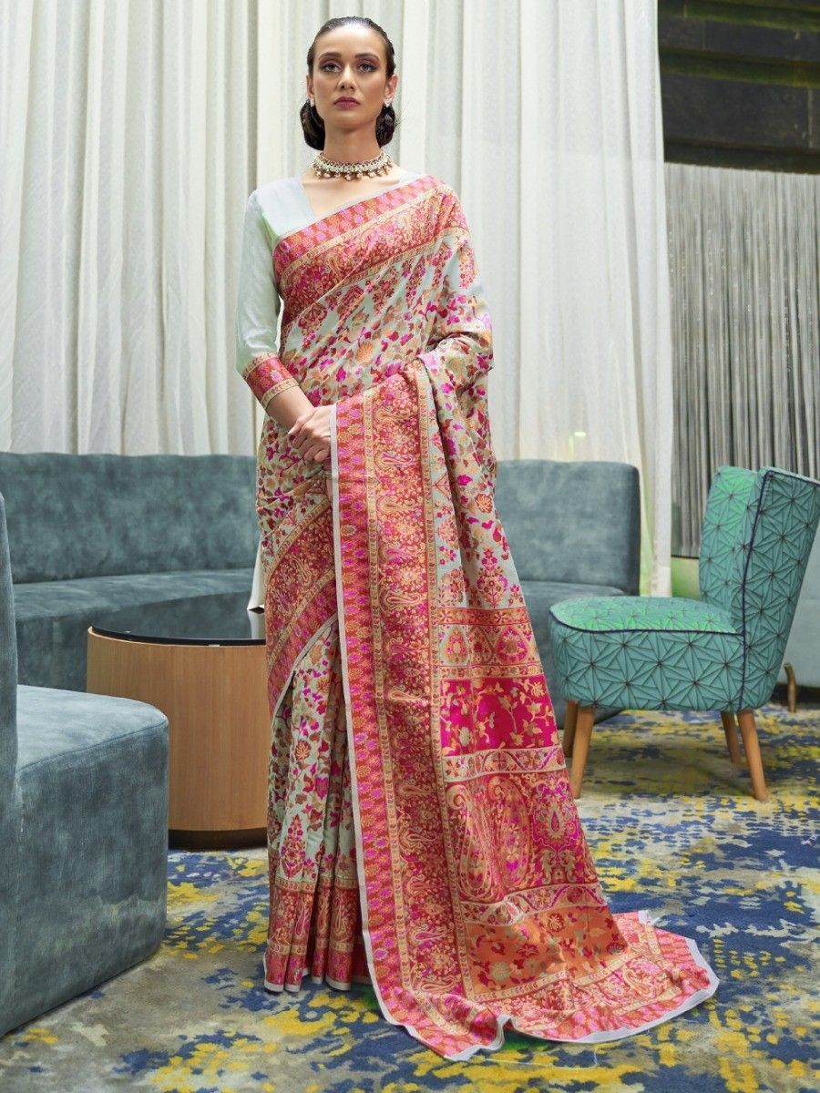 Buy Incredible Pink Stone Work Silk Party Wear Saree - Zeel Clothing