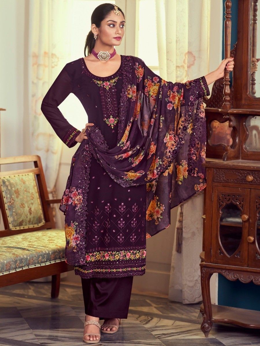 Purple Salwar Kameez Girls Readymade Punjabi Suits - Etsy | Sleeves designs  for dresses, Women dresses classy, Designer party wear dresses