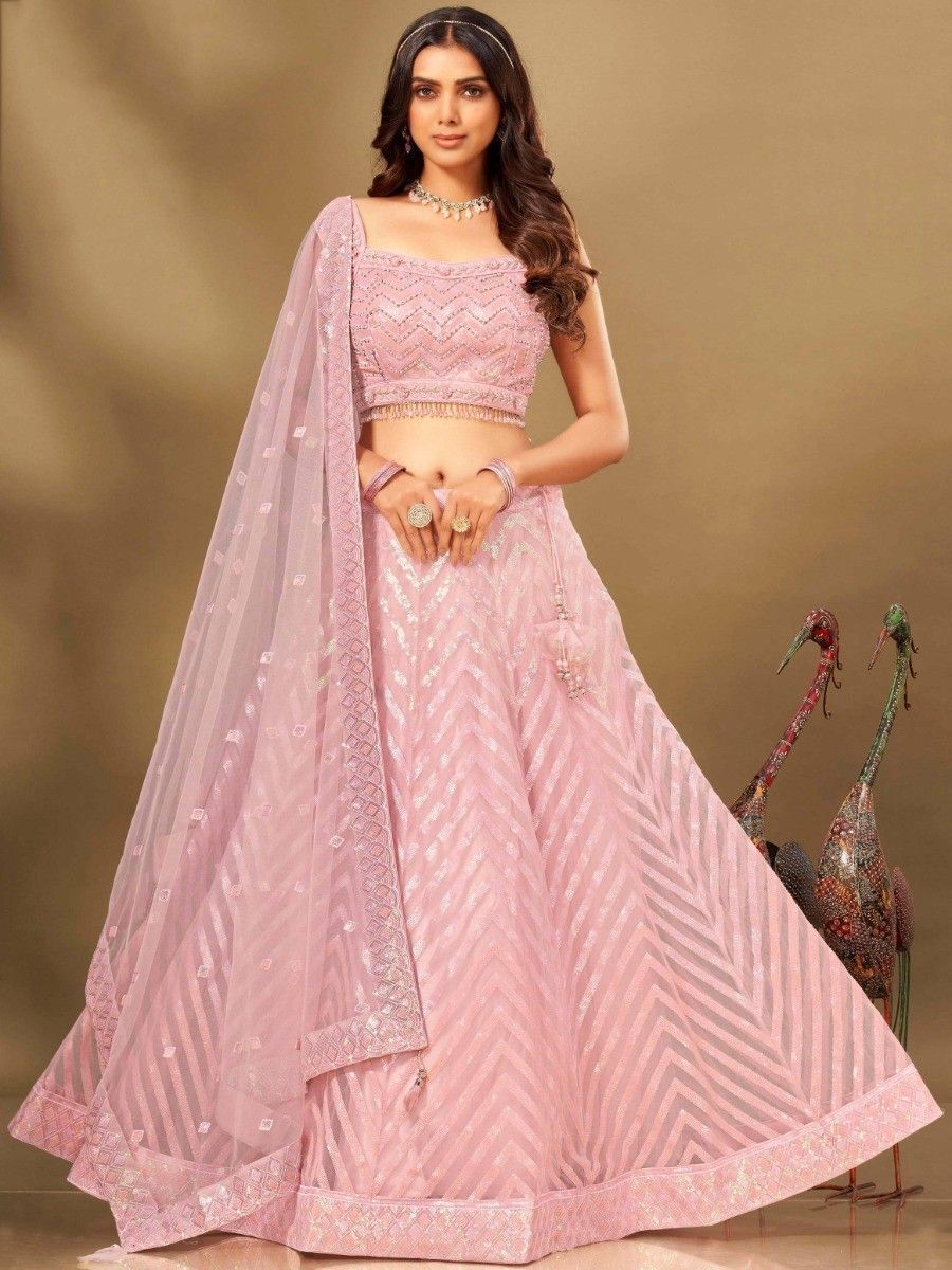 Baby Pink Color Lehenga Choli For Wedding – Cygnus Fashion
