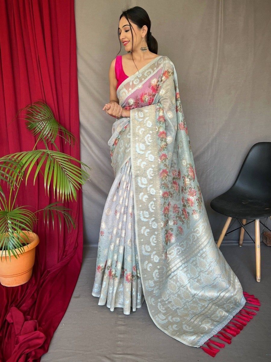 Buy Off White Silk Party Wear Embroidery Work Saree Online From Wholesale  Salwar.