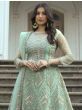 Incredible Sea Green Embroidered Net Anarkali Suit
