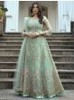 Incredible Sea Green Embroidered Net Anarkali Suit