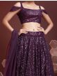 Elegant Purple Sequins Embroidered Net Party Wear Lehenga Choli