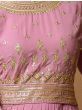 Facilitated light Pink Sequined Georgette Anarkali Suit