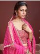 Wonderful Pink Embroidered Chinon Silk Wedding Wear Lehenga Choli
