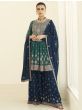 Mesmerizing Teal Green Embroidered Georgette Readymade Palazzo Suit