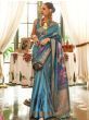 Gorgeous Blue Zari Weaving Silk Festival Wear Saree With Blouse