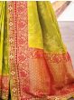 Pleasurable Light Green Embroidered Work Pure Dola Silk Traditional Saree