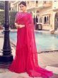 Fascinating Pink Sequins Work Organza Party Wear Saree With Blouse