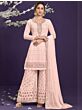 Charming Pale Pink Thread Work Georgette Party Wear Sharara Suit