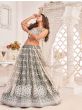Incredible Dusty Green Thread Embroidered Butterfly Net Lehenga Choli