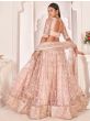 Awesome Light Pink Thread Embroidered Butterfly Net Lehenga Choli
