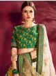 Cream-Green Floral Print Banglori Silk Wedding Wear Lehenga Choli