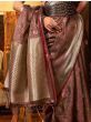 Stunning Brown Zari Weaving Organza Festival Wear Saree