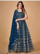 Capricious Navy Blue Sequins Embroidered Georgette Ready-Made Gown
