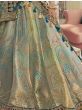Astonishing Teal Embroidered Silk Bridal Wear Lehenga Choli