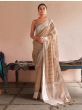 Gorgeous Brown Embroidered Linen Festival Wear Saree