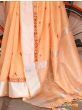 Adorable Orange Embroidered Linen Festival Wear Saree