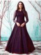 Sizzling Navy Blue Foil Printed Net Party Wear Long Gown