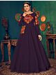 Spectacular Purple Mirror And Pearl Work Georgette Festive Wear Gown