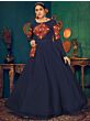 Attractive Blue Pearl And Mirror Work Georgette Festive Wear Gown
