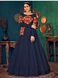 Attractive Blue Pearl And Mirror Work Georgette Festive Wear Gown