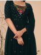 Exquisite Dark Olive Green Sequins Georgette Ready-Made Palazzo Suit