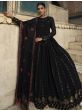 Black Sequins Embroidered Georgette Wedding Wear Gown
