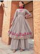 Attractive Grey Embroidered Georgette Readymade Palazzo Suit 
