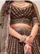 Engaging Brown Sequins Work Net Wedding Lehenga Choli