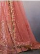 Alluring Peach Sequins Work Net Wedding Lehenga Choli