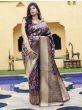 Exclusive Purple Floral Weaving Banarasi Silk Festive Saree With Blouse