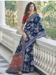 Incredible Navy Blue Patola Weaving Silk Wedding Wear Saree