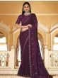 Appealing Purple Sequins Chinon Festiwal Wear Saree With Blouse