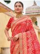Gorgeous Red Embroidered Work Pure Dola Silk Traditional Saree